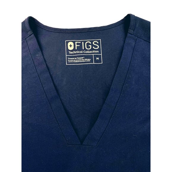 Figs Blue Technical Collection M Short Sleeve V-neck Scrub Shirt 2 Pockets - Picture 3 of 10